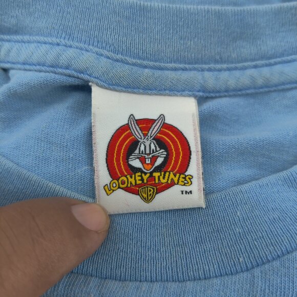VTG  Looney Tunes Taz Shirt Mens Small Blue Skater Graphic Tee Cartoon 90s 1997 - Picture 9 of 16